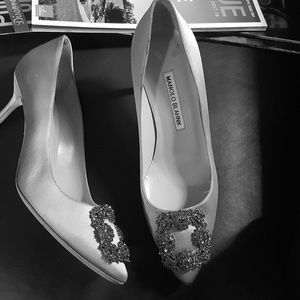 Manolo satin heels